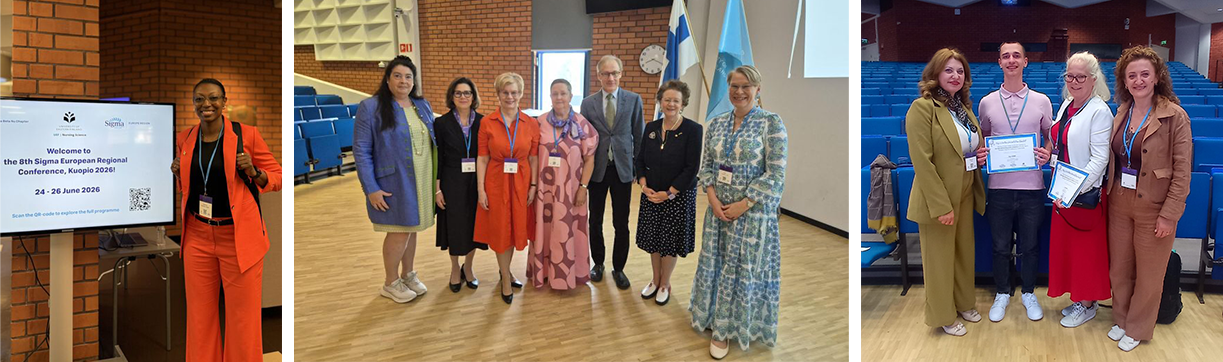Three separate photos of Sigma members at the European Regional Conference.
