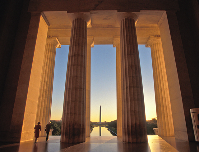 View of the Washington Monument from the Lincoln Memorial