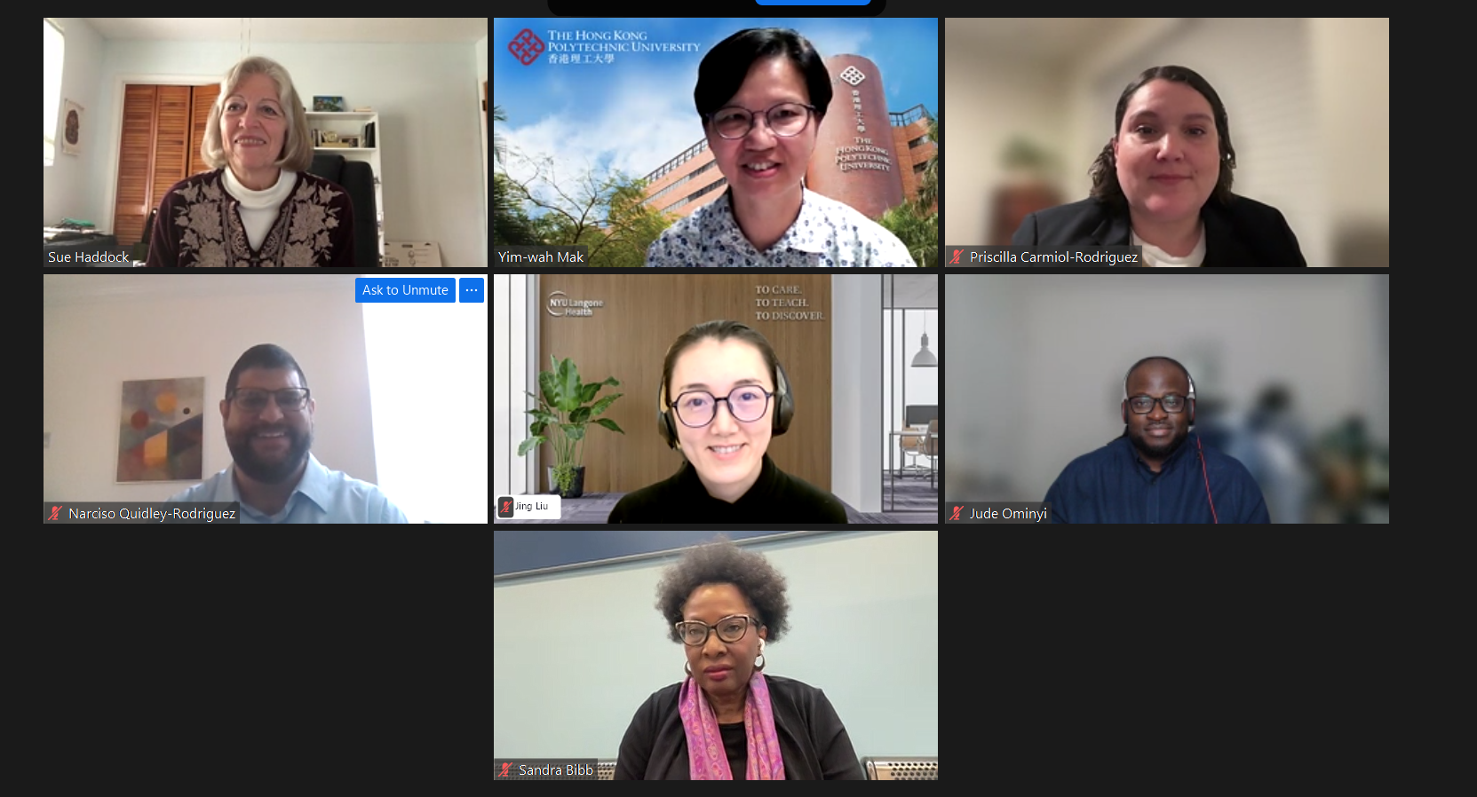 Research grant recipients on a Zoom call.